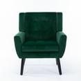 thumbnail image 6 of Tcbosik Velvet Accent Chair with Arm, Upholstered Reading Chair with Solid Wood Legs, Modern Comfy Armchair for Living Room, Bedroom, Retro Green, 6 of 9