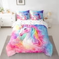 thumbnail image 2 of Castle Fairy Magic Unicorn Twin Bedding Sets,Dreamy Princess Animal Bedding Comforter Set, 2 of 8