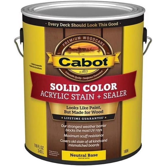 Cabot Solid Color Acrylic Deck Stain Neutral Base - Solid, Water-Based, 4 Pack, 1 Gal Each