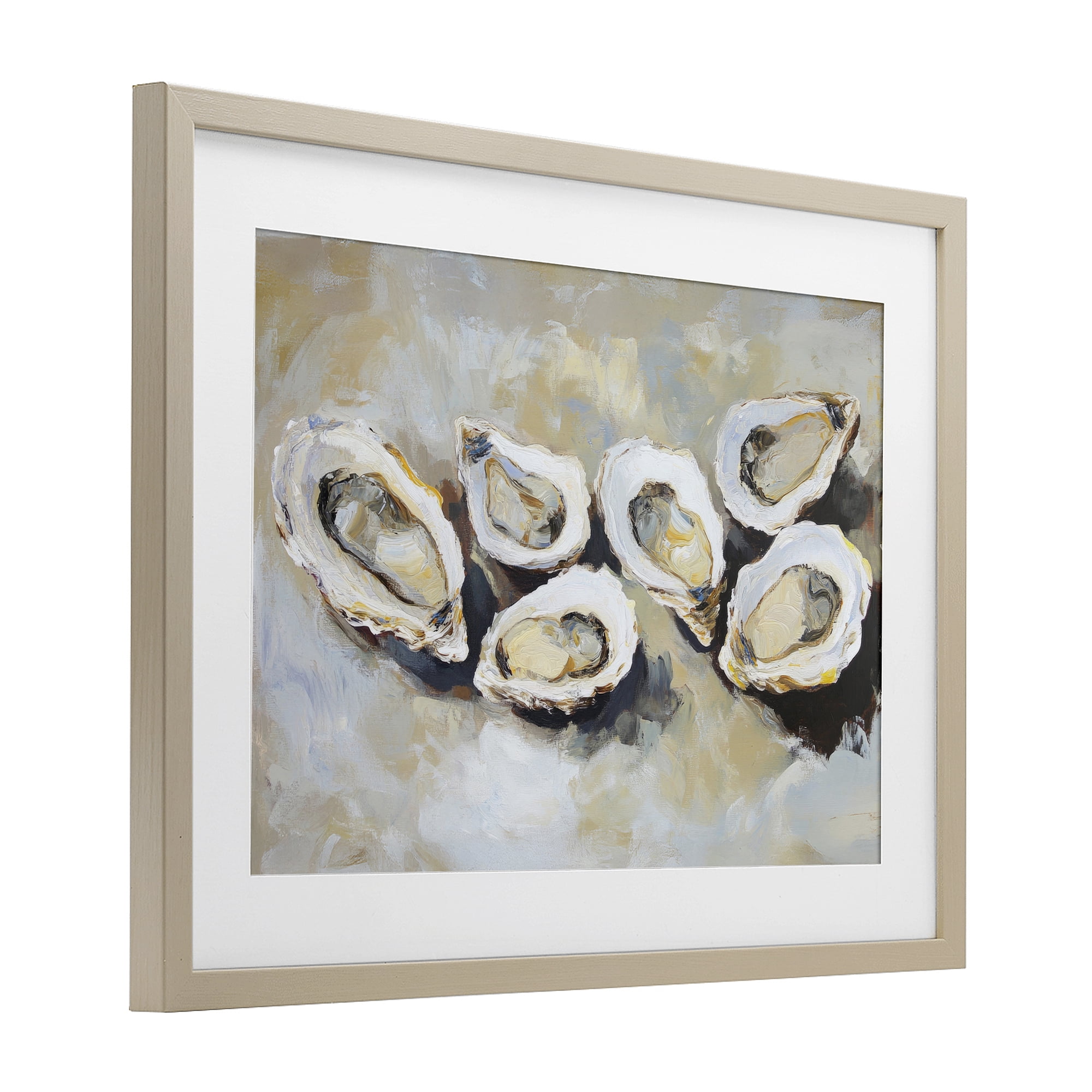 Stupell Industries Line of Oysters in Neutrals Birch Framed Print Under Glass, design by Sisi and Seb