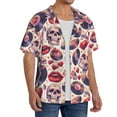thumbnail image 4 of Honeii 's record rock Skull lips for men's short-sleeved button-up collared shirt featuring a pocket, perfect for beach vacations, and travel adventures., 4 of 5