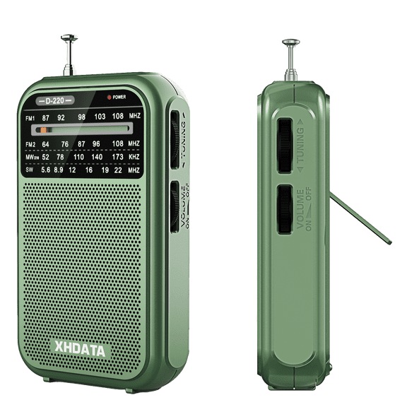 XHDATA D-220 Portable AM/FM/SW DSP Radio with Telescopic Antenna, Headphone Jack and AA Battery Power