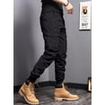 thumbnail image 3 of Casual Side Flap Pockets Workwear Tapered Pants  Men‘s Cargo Pants For Spring Fall Outdoor, 3 of 6