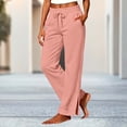 thumbnail image 2 of Women's Pants Casual Drawstring Elastic High Waist Solid Color Multi-Pocket Fitness Sports Work Pants, 2 of 7