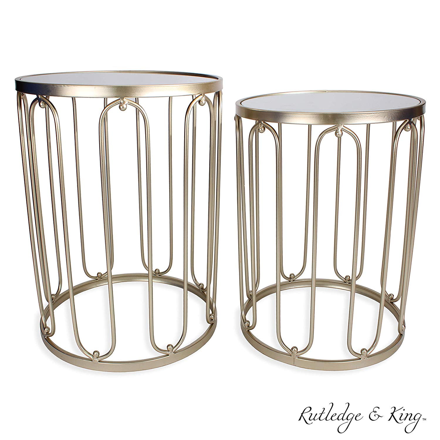 Round End Table Set Gold End Tables With Mirrored Tops Nesting Round Accent Tables Gold And Mirrored Metal Side Tables Rutledge King Braswell End Table Set Walmart Com Walmart Com