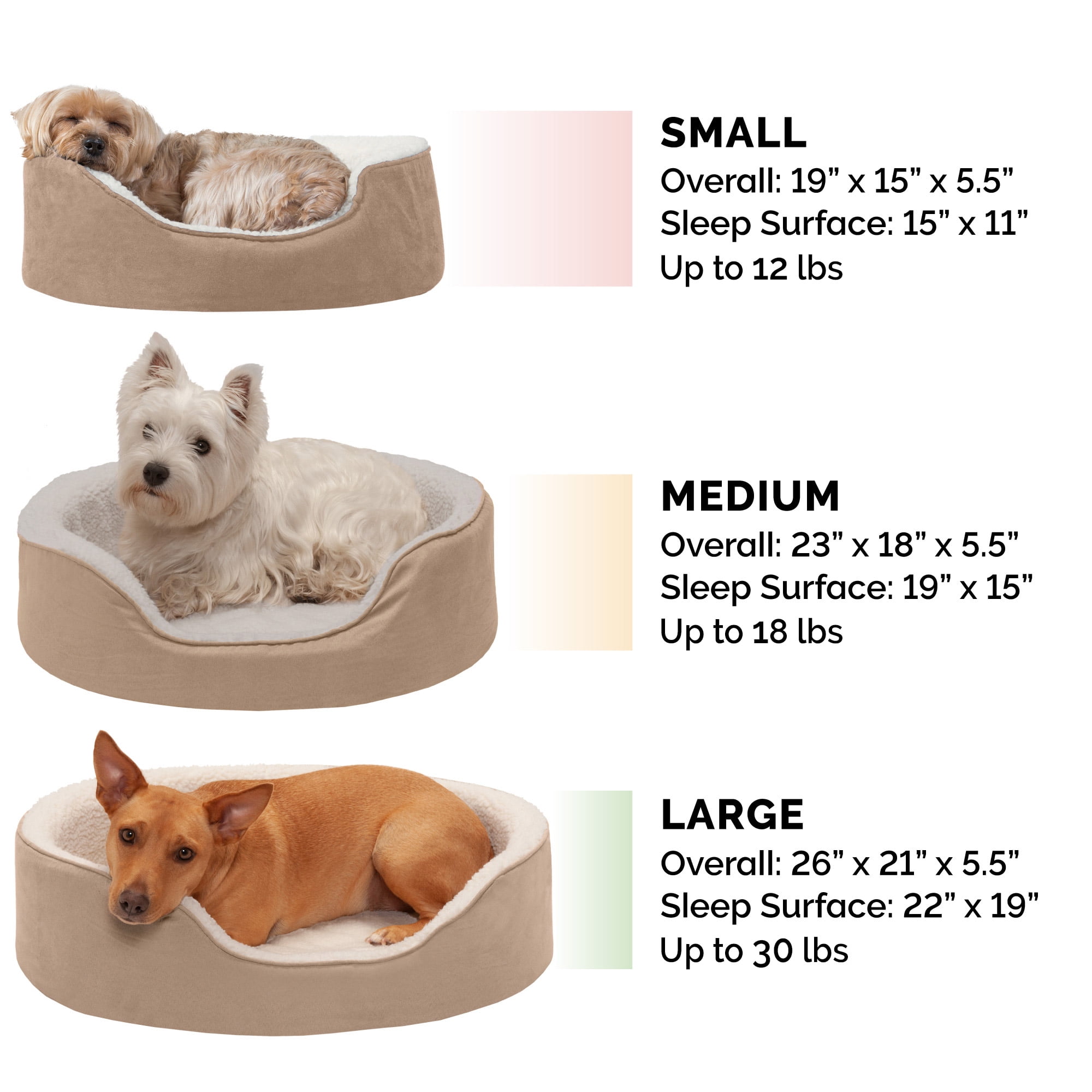 FurHaven Pet Products Faux Sheepskin & Suede Oval Pet Bed for Dogs & Cats - Clay, Large