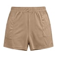 thumbnail image 4 of CFLVAEK Shorts for Women Summer Casual Elastic Waisted Shorts with Pockets Comfy Wide Leg Lounge Workout Shorts Coffee XXL, 4 of 8