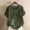 Green, variant on Munlar Green Womens Tops Casual Blouses Cotton Linen Floral Print Crew Neck Loose Short Sleeve Shirts L