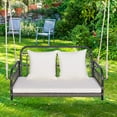 thumbnail image 5 of Gymax Outdoor Wicker Porch Swing 2-Person Hanging Seat w/ Seat & Back Cushions Backyard, 5 of 10