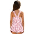 thumbnail image 2 of COEQINE Girls One Piece Bathing Suit with Skirt, Scoop Neck Sleeveless Wide Straps Swimwear, Polyester Spandex Swimsuit for Kids 10-11 Years, Machine Washable Axolotl Cherry Blossom Pink, 2 of 8