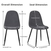 Homy Casa Dining Chairs Set of 4, Modern Upholstered Side Chair for Home Kitchen, Grey