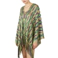 thumbnail image 4 of Baberdicy Bohemian Cape Shawl with Fringe, Oversized Poncho for Women, Festival Wear, Beach Cover-Up, Music Event Green Universal Fit, 4 of 6