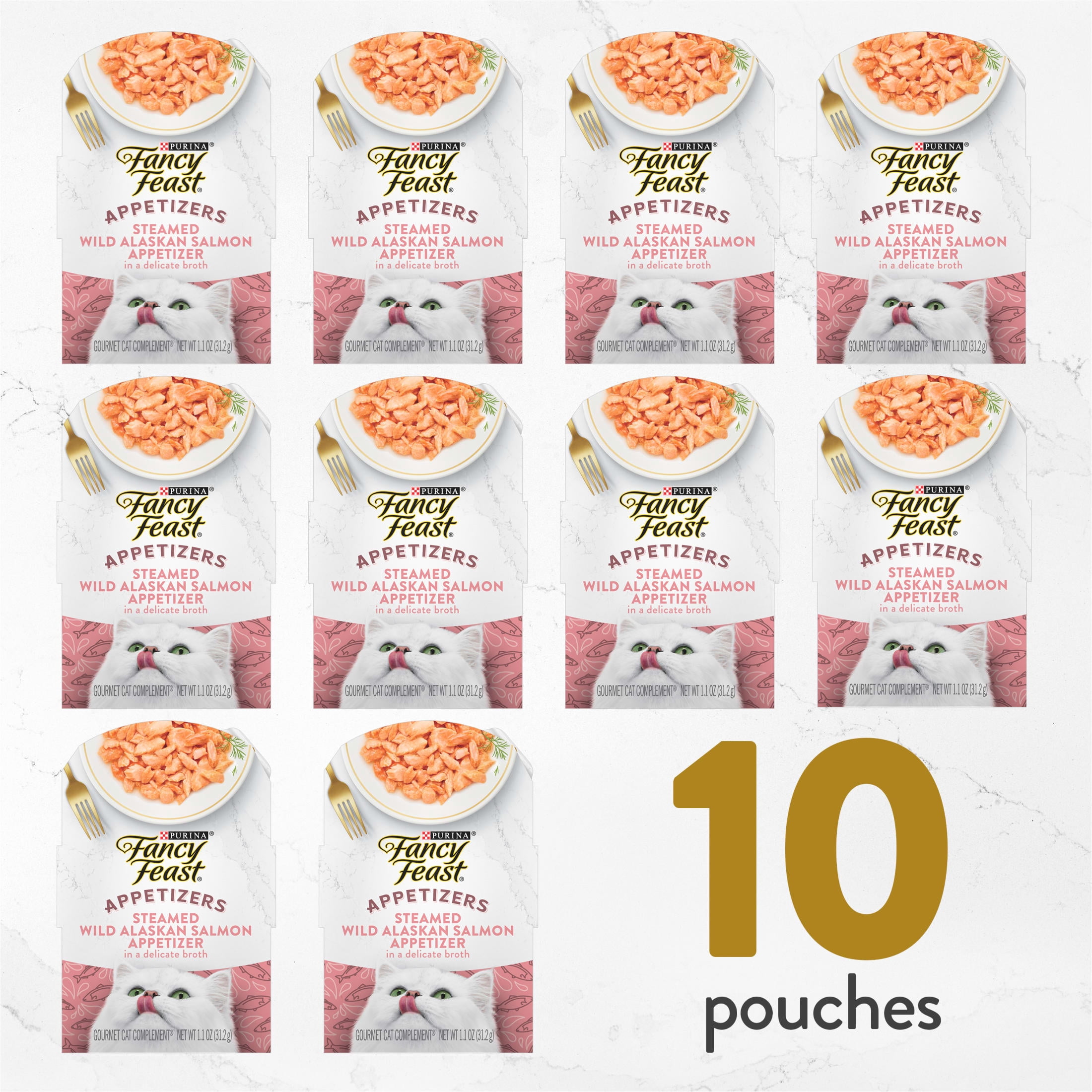Purina Fancy Feast Appetizers Wet Cat Food, Steamed Alaskan Salmon, 1.1 oz Trays, 10 Pack
