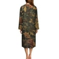 thumbnail image 2 of Xoenoiee Hunting Camo Forest Maple Leaves Print Women's Zipper Robes Long Sleeve Bathrobe Zip Up Sleepwear Lightweight Housecoats with Pockets Ladies Loungewear Nightdress, Size M, 2 of 7