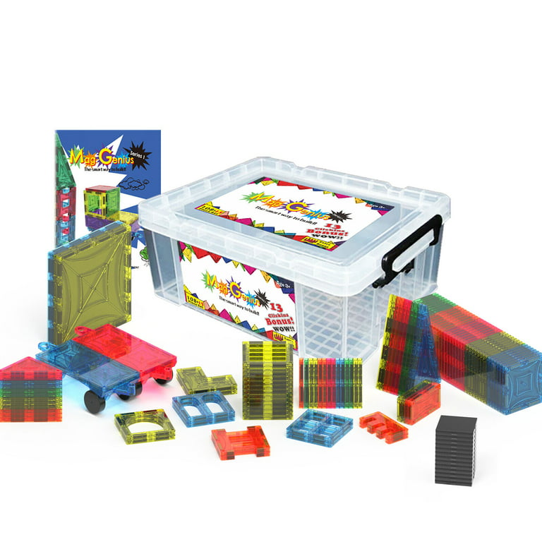 på en ferie lavendel Opdagelse Mag-Genius building Magnet Tiles 3D Brain Building Blocks Set of 120 Pieces  Includes 13 New Plastic Fun Clickins Includes 2 Cars And Free Storage Bin -  Walmart.com