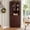 Brown, variant on 67''H Black Tall Farmhouse Corner Storage Cabinet with 4 Tempered Glass Doors and Barn Doors, Narrow Bathroom Cabinet with 2 Adjustable Shelves, Corner Hutch for Kitchen, Dining Living Room