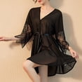 thumbnail image 5 of Celivon Chiffon Robes For Women Spring Summer Long Pajamas Smooth Sleepwear Chemise Nightgown Lace Robe Sexy, 5 of 6