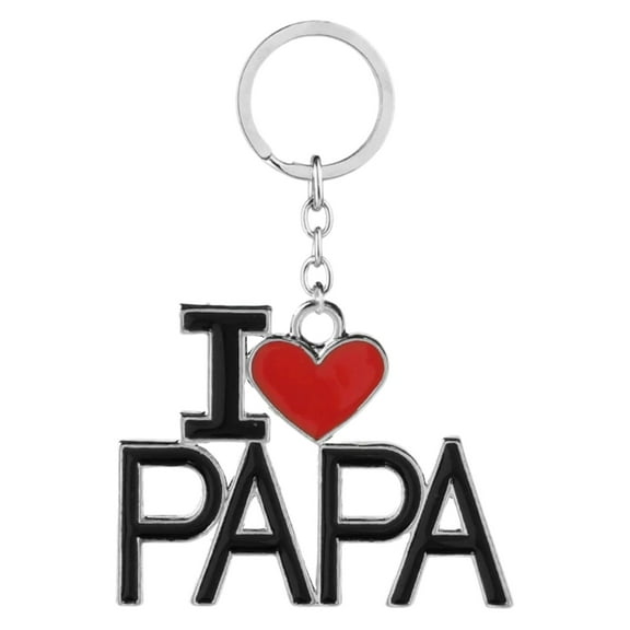 ​HJQEQVD I Love Papa Metal Pendant - Black & Red Engraved Father’s Day Gift Keychain for Dad Grandpa Birthday Keepsake