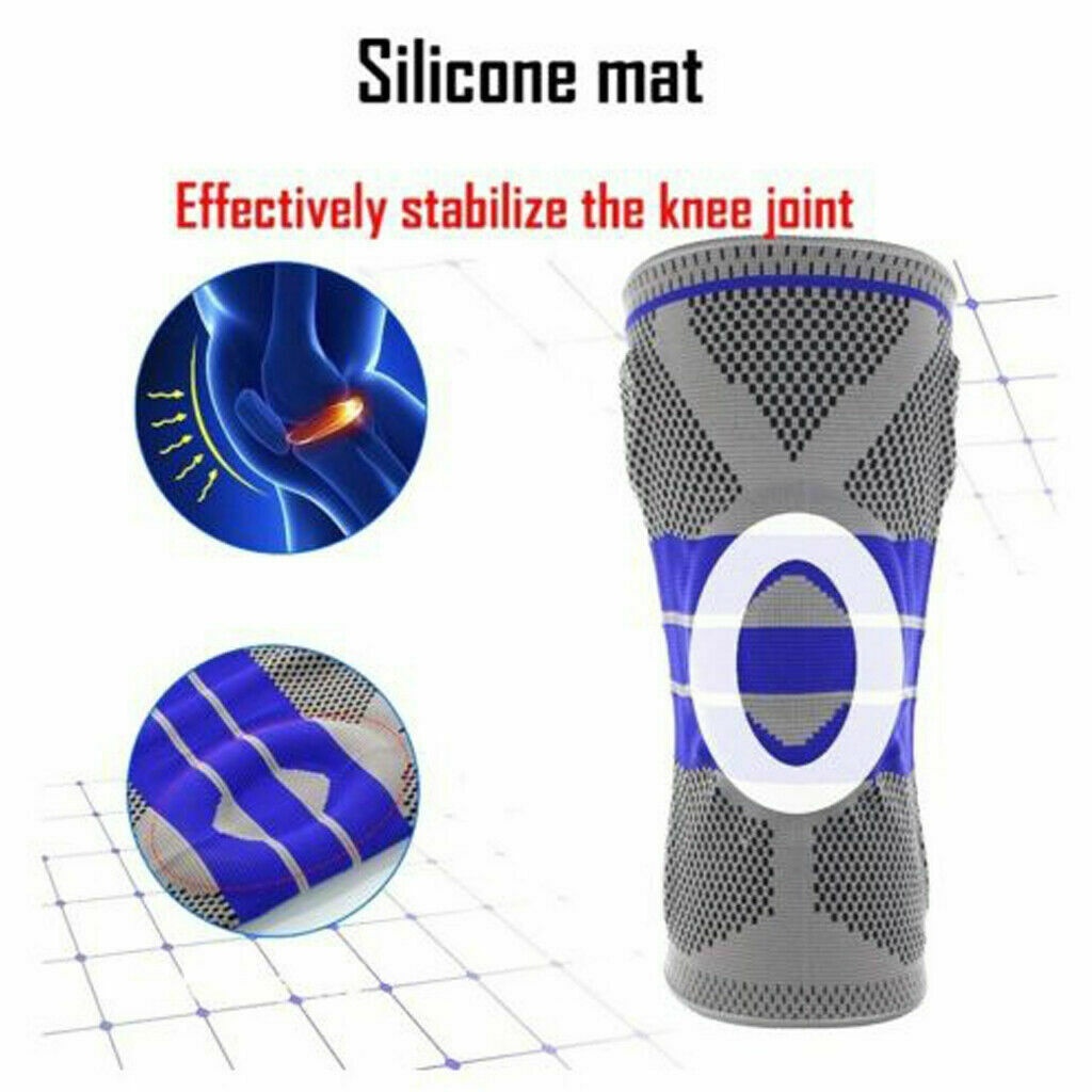 Unisex Sports Silicone Knee Pad Nylon Compression Elastic Knee