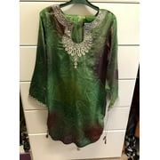 Pakistani Indian Shalwar Kameez Embroidered Green Silver S New 2pc Eid Party New