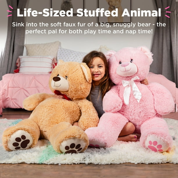 Best Choice Products 35in Giant Soft Plush Teddy Bear Stuffed Animal Toy w Bow Tie Footprints Brown Walmart