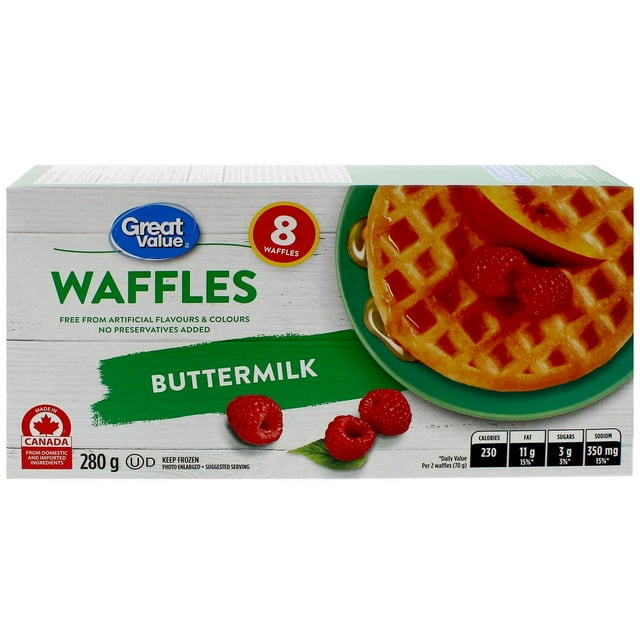 Great Value Buttermilk Waffles, 280g, 8 Waffles, 280g