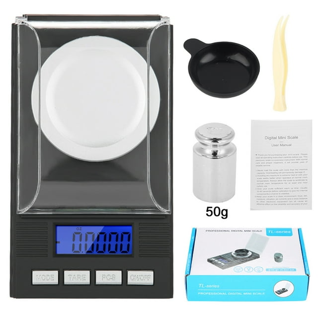 Mini báscula portátil de joyería de bolsillo de alta precisión de 0,001 g con pantalla digital LED de 50 g