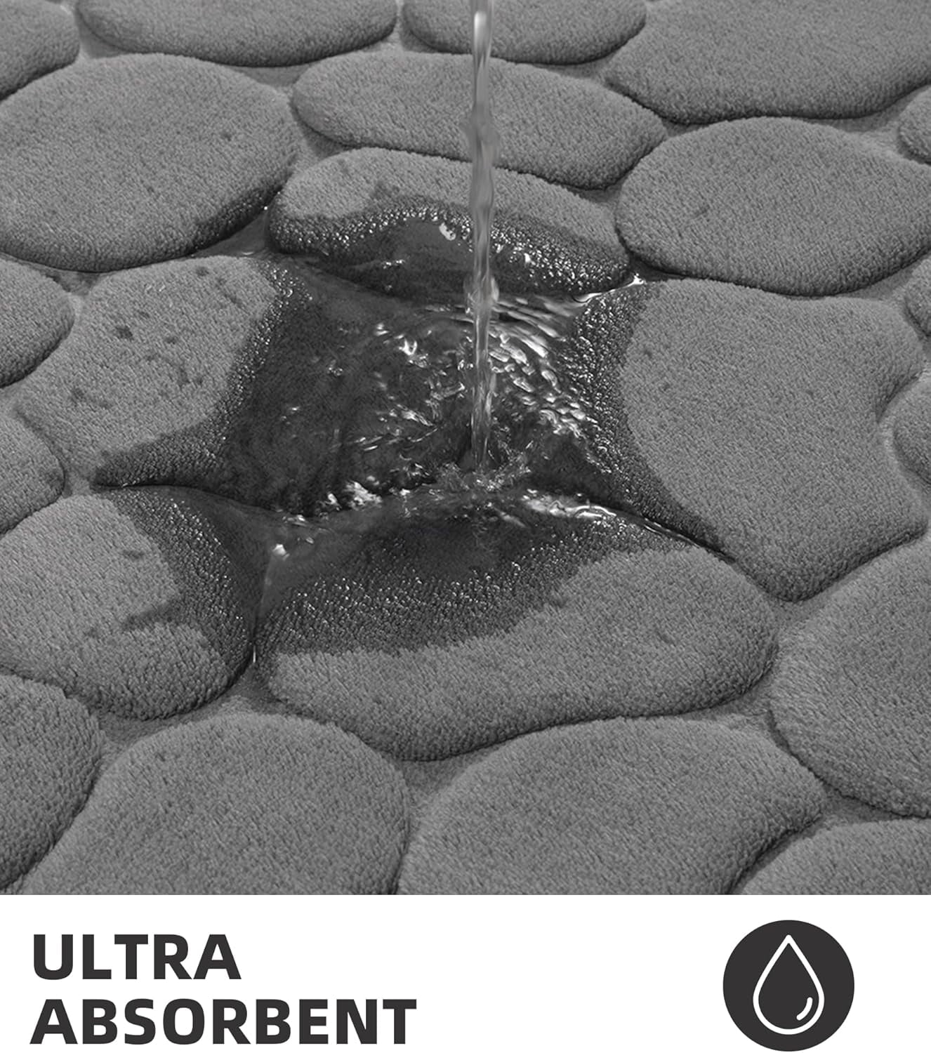 Memory Foam Bath Mat – Super Soft Absorbent Bathroom Rug, Non-Slip Quick Dry Floor Mat, Cobblestone Design, Washable Bath Mat for Bathroom, Bedroom, Toilet