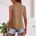 thumbnail image 6 of OGLCCG Cotton Linen Tank Tops for Women Casual Button Down Collared Sleeveless Shirt Dressy Solid Color Loose Fit Work Office Tank Top,XXL,Khaki, 6 of 8