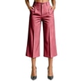 thumbnail image 5 of Bosfbaoi Capri Pants for Women Button Fly High Waist Pinstripe Cropped Culotte Pants Pleated Wide Leg Womens Pants Office Work Pants for Women, 5 of 5