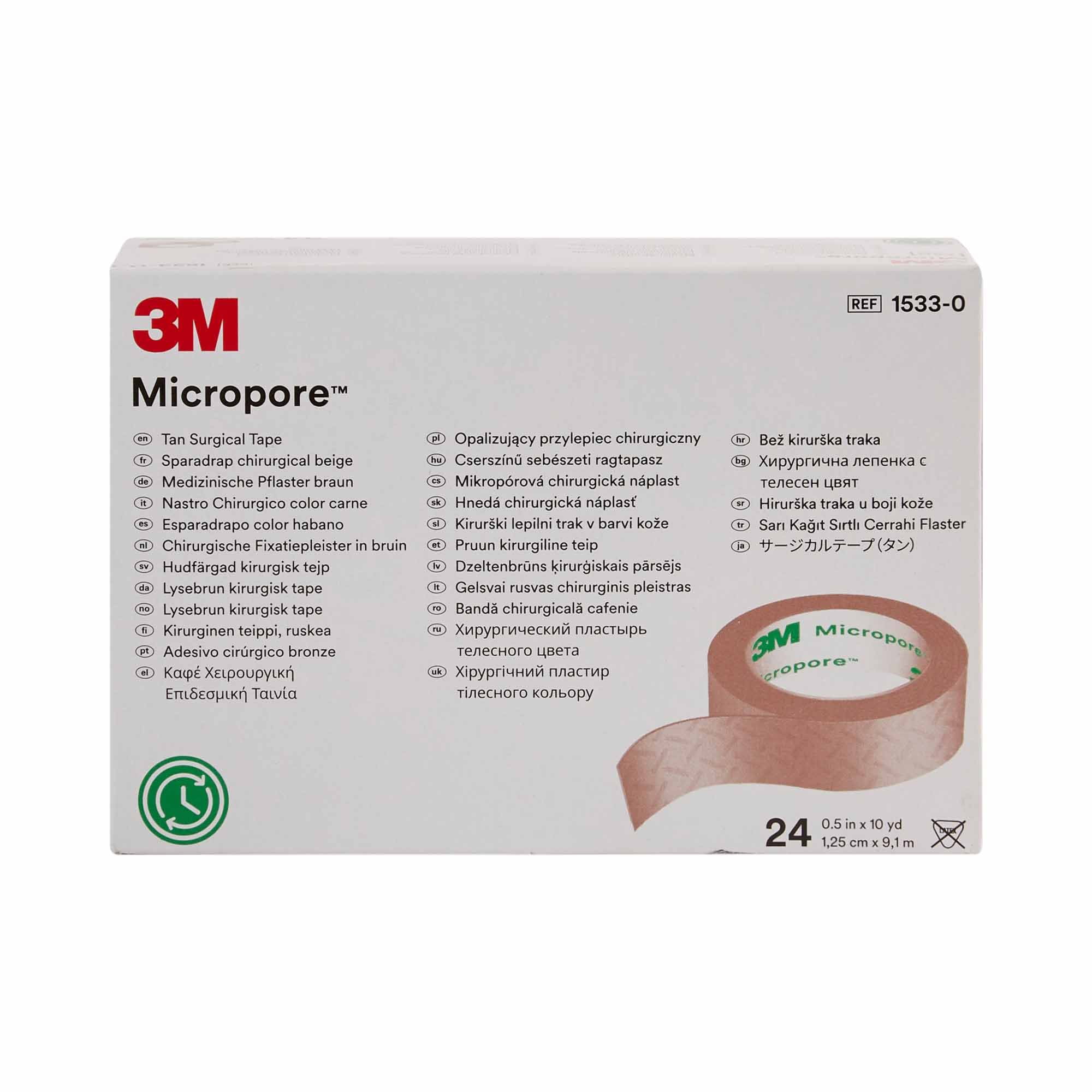 3M Micropore Non-Sterile Tan Skin-Friendly Paper Medical Tape, 0.5" x 10 yards, 240 Ct