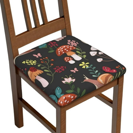 

Salelf Mushroom With Snails Seat Covers for Dining Room Chair Set of 4 Stretch Fit Removable Washable Chair Seat Cushion Protector Slipcover for Kitchen Office