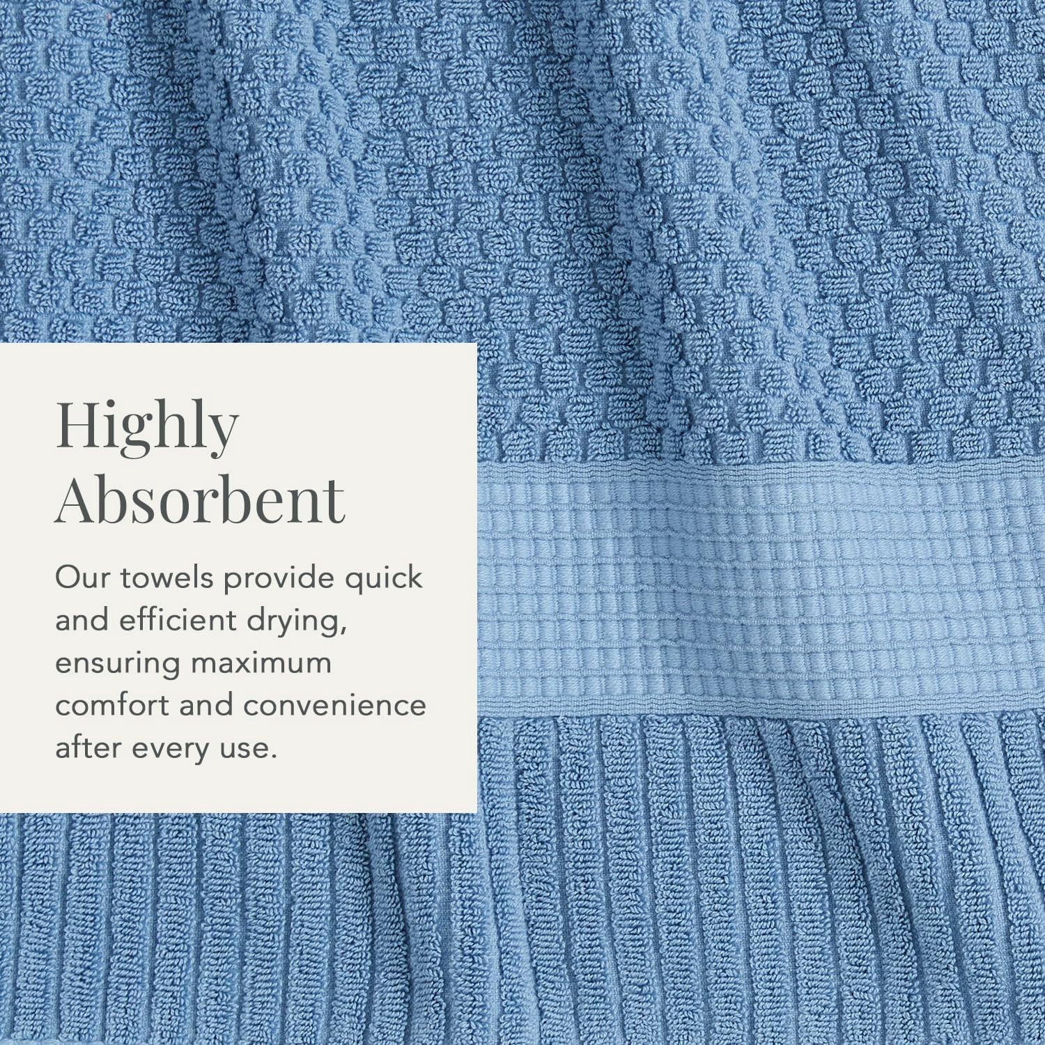 100% Cotton Bath Towel 4 Pack | Super Soft & Absorbent Quick-Dry Bath Towels 30" x 52" |Textured and Durable Cotton | Trinity Collection (4 Pack Bath Towel, Blue Shadow)
