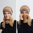 thumbnail image 3 of Womens Slouchy Beanie and Scarf Set for Girls Warm Knit Winter Ski Hat with Fleece Lined, 3 of 3