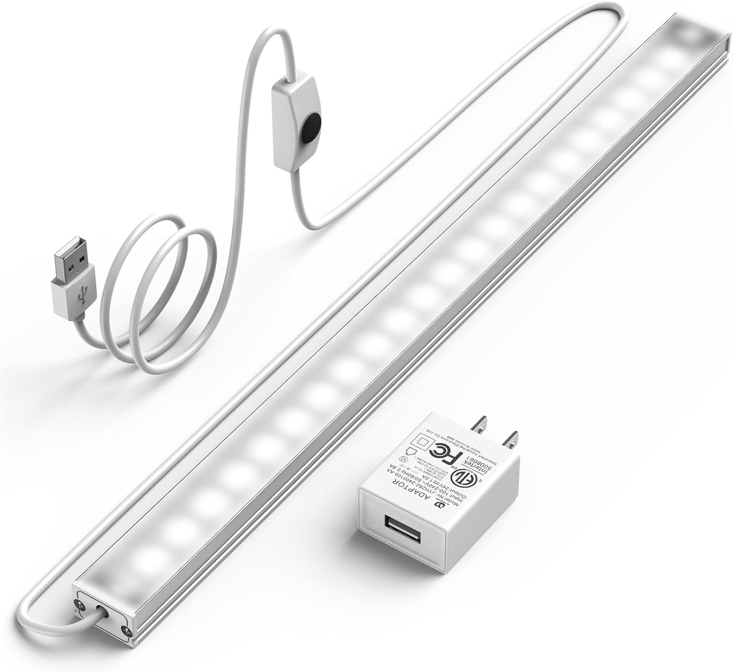 RGHJAR-Under Cabinet Led Lighting, 12 Inch Light Strip Bar, Cool White 6000K Dimmable Plug in USB Light, Small Thin Led Under Counter Lighting for Kitchen/Room/Shelf/Desk/Display Case