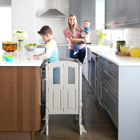 UPC: 0716243975011 | Martha Stewart Kitchen Helper® Stool by Guidecraft with 2 Keepers – Taupe: Wooden  Foldable  Adjustable Height  Safe Cooking Learning Step Stool for Toddlers