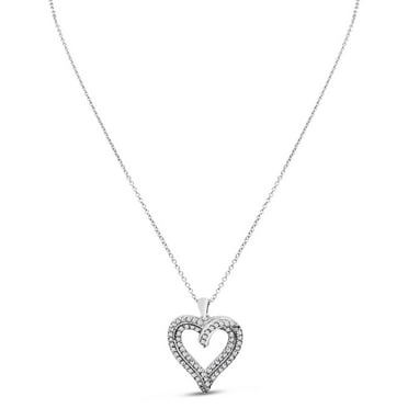 PalmBeach Jewelry Diamond Accent Pave-Style Looped Heart Pendant ...