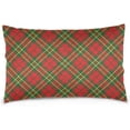thumbnail image 4 of Xmas Seamless Tartan Pattern Velvet Oblong Lumbar Plush Throw Pillow Cover/Shams Cushion Case - 20x26in - Decorative Invisible Zipper Design for Couch Sofa Pillowcase Only, 4 of 5