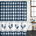 thumbnail image 2 of Farmhouse Blue Plaid Shower Curtain, Waterproof Shower Curtains for Bathroom, Vintage Country Cock Checkered Washable Fabric Bathtub Curtain Set Bath Decor with 12 Hooks Extra Long 72"x96", 2 of 8
