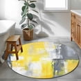 thumbnail image 4 of Yellow Gray Abstract Round Area&nbsp;Rug 3ft Watercolor Graffiti Non-Slip&nbsp;Washable Circle Rugs Soft Felt Indoor Floor Mat for Bedroom Kitchen Living Room Bathroom, 4 of 9