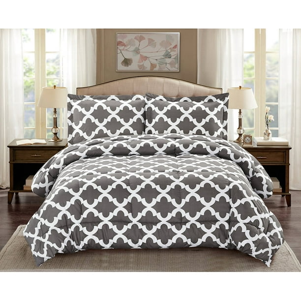 Comforter with 2 Pillow Shams Goose Down Alternative Ultra ...