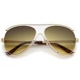thumbnail image 2 of zeroUV Unisex Modern Metal Floating Border Brow Bar Gradient Lens Aviator Sunglasses 59mm (Gold / Green-Brown Gradient) - 59mm, 2 of 5