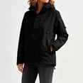 thumbnail image 4 of Admvng Women's Rain Jacket Waterproof Hooded Adjustable Cuff Zipper Pocket Outdoor Windproof Short Hiking Coat, 4 of 9