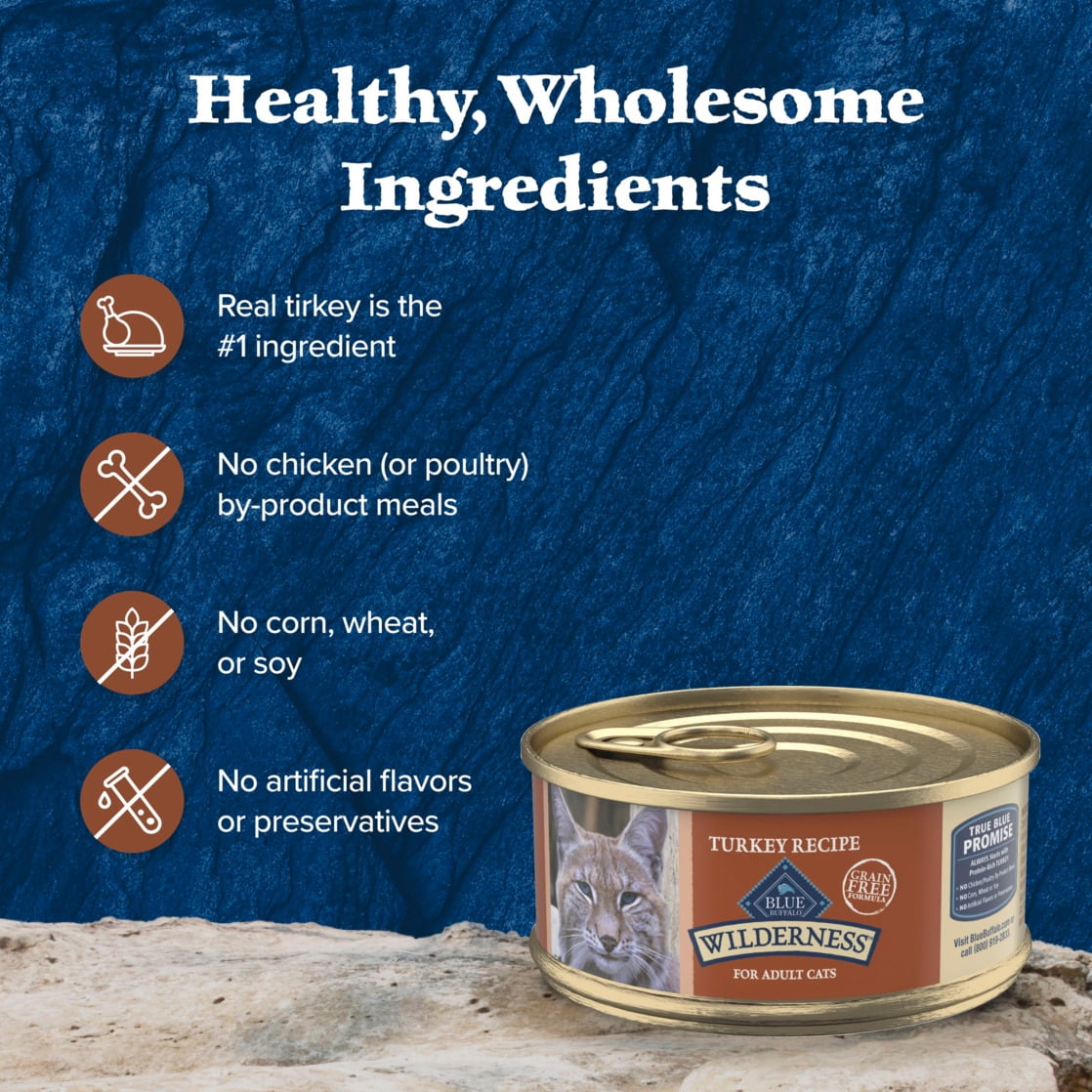 (24 pack) Blue Buffalo Wilderness High-Protein Adult Cat Wet Food, Turkey, 5.5-oz. Can