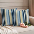 thumbnail image 2 of Blue Yellow Striped Outdoor Waterproof Pillow Covers, Farmhouse Stripes Vintage Decorative Square Throw Pillowcase Sofa Cushion Sham for Patio/Couch/Chair, 18"x18" 2 Pack, 2 of 8