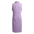 thumbnail image 7 of DHFJKG Summer Dresses For Women Beach Long Dress Sleeveless Turndown Collar Loose Fit Solid Color Flowy A-Line Side Slit Sundress Trendy Dresses, 7 of 7