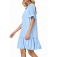 thumbnail image 2 of Women'S Summer Button Down Shirt Dress Casual Ruffle Sleeve Shift Mini Dresses with Pockets Light blue XXL, 2 of 8