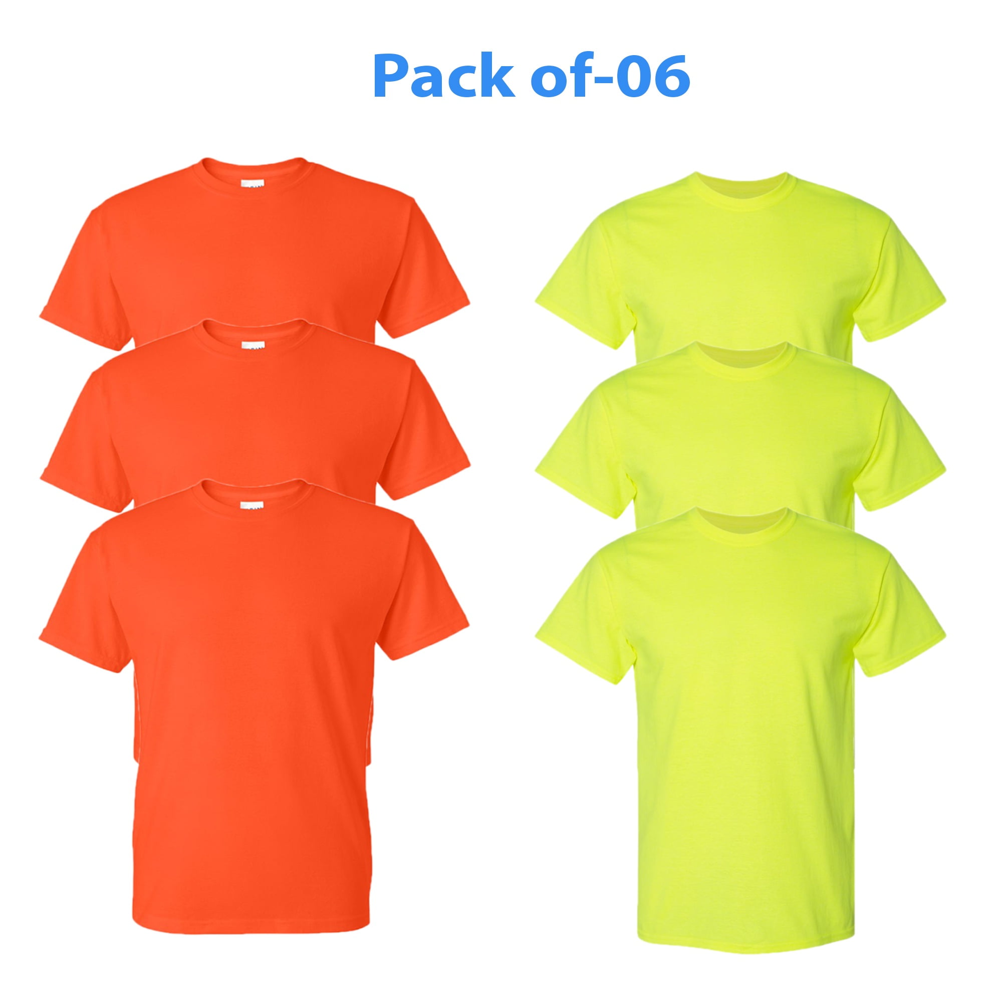 DryBlend High Visibility Safety Short Sleeve T-Shirts, 50/50  Cotton/Polyester Fire Dept Hi Vis Work tees, Color Safety Green and Orange,  (Green and Orange 9 Pack, 5XL) - Walmart.com, image size:2000x2000