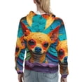 thumbnail image 7 of Sikiie Colorful Textured Chihuahua Women's Casual Hoodies Long Sleeve Lightweight Pullover Tops Loose Sweatshirt-Small, 7 of 7