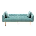 thumbnail image 5 of Velvet Accent Sofa, Convertible Futon Sofa Bed with Metal Feet, Modern Upholstered Folding Sofa Bed Recliner Couch Sofa with Two Couch Pillows, Loveseat Sofa Bed for Living Room Bedroom, Mint Green, 5 of 7